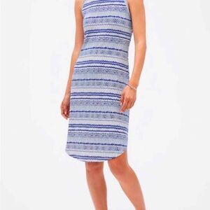 Banana Republic Factory Knot Back Midi Dress Medium Blue White Shift Summer